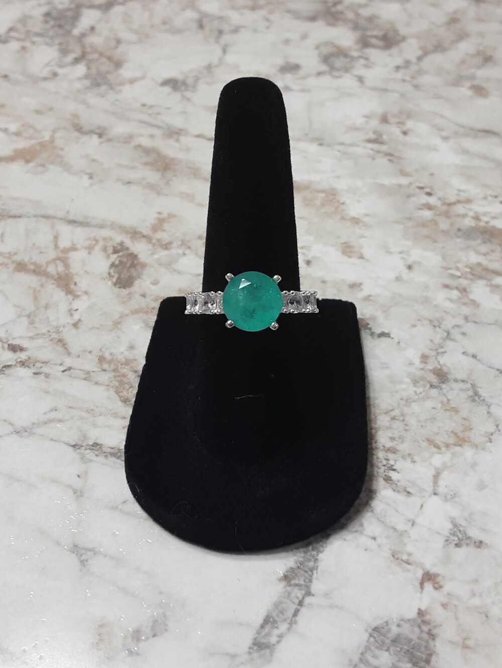New 2ct Neon Columbian Emerald 14k White Gold Diamond Ring